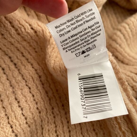 Time & Tru NWT Women's S/M Boho Cottagecore Ribbed Fringe Poncho Winter Comfy - Picture 8 of 9